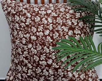 Handmade Kantha Pillow Cover: Hand Block Floral Print Cotton Cushion kantha Quilts