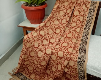 Ethnic Indian Cotton Throw Blanket – Premium Handwoven with Tassels & Colorful Handblock Print for Sofa, BedRoom Décor with Unique Touch