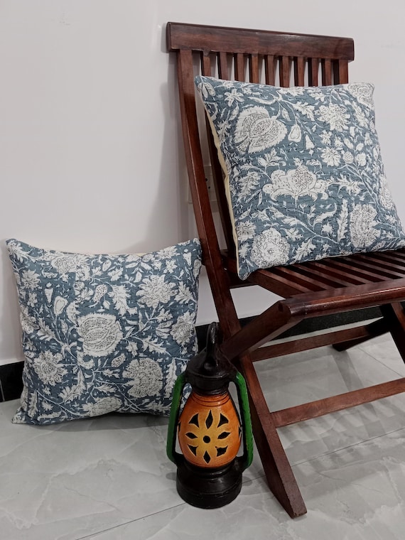 Handmade Kantha Work Hand stitched Pillow Covers Cushion Covers Customize Size Pillows Shames Pillows Hand block Print