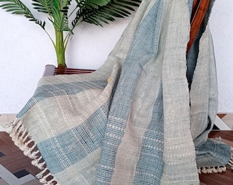Indian Handmade Heavy Work Wool Throw Blanket | Bhujodi Blanket | Wool Blanket in Handwoven Wool Throw Blanket Cottage Living Room Décor