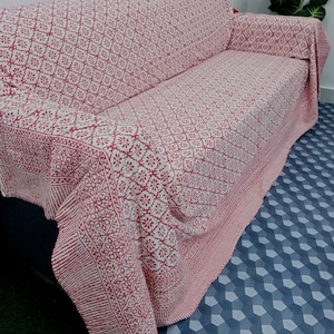 Handmade Kantha Quilt - Indian Block Print Bedding in King Size - Cozy Throw Blanket Ideal for Mother’s Day Gift or Bedroom Makeover