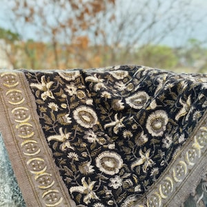 Organic Cotton Hand Block Print Throw Blanket, Vintage Floral Tassels Room Decor