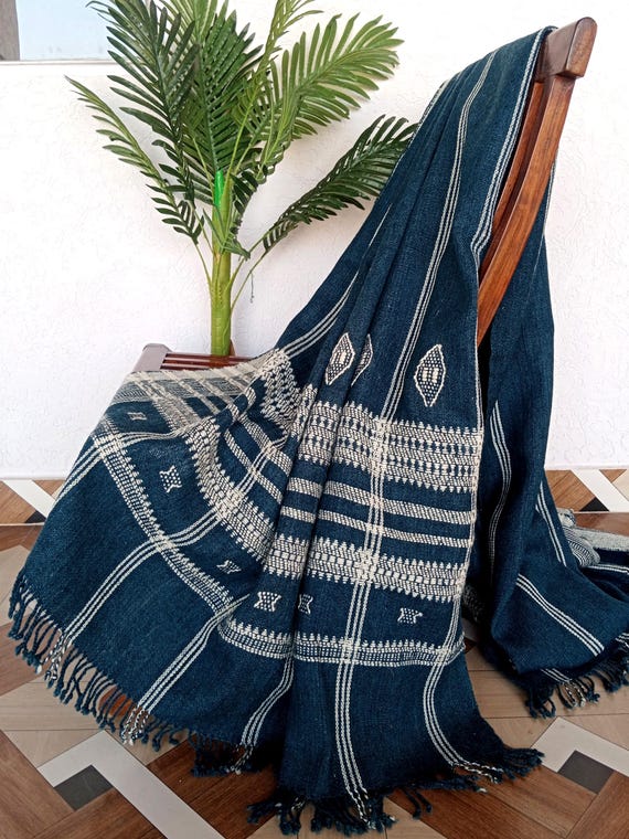 Handwoven Bhujodi Wool Throw Blanket | Soft and Cozy Wool Throw for Sofa, Bed, or Home Decor Accent