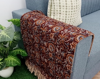 Handwoven Cotton Throw Blanket: Bohemian Handblock Print with Tassels