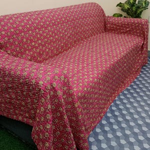 Floral Kantha Quilt Handmade Cotton Kantha Quilt HandBlock Print Bedding Bedspreads Block Print Floral Quilted Light Wight Full Size Quilt