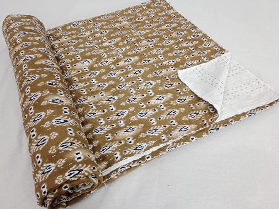 Floral Kantha Homemade Kantha Quilt All Size Quilt Twin Size, Queen Size & King Size Quilted Bedding Kantha Quilt Handmade Bedspread Cotton.