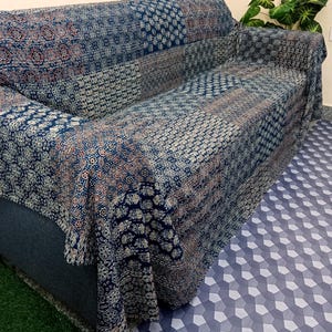 Ajrakh  Floral Print Floral Kantha Quilt Handmade Cotton Kantha Quilt HandBlock Print Bedding Bedspreads Block Print Light Weight Full Size