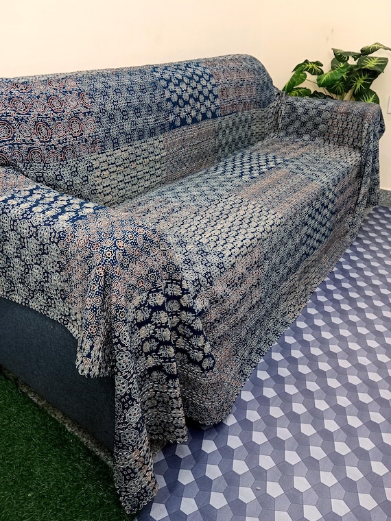 Ajrakh  Floral Print Floral Kantha Quilt Handmade Cotton Kantha Quilt HandBlock Print Bedding Bedspreads Block Print Light Weight Full Size