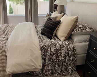 Chocolate Dark Brown Kantha Quilt  All Size Quilt Twin Size Quilt, Queen Size & King Size handmade Cotton kantha quilt