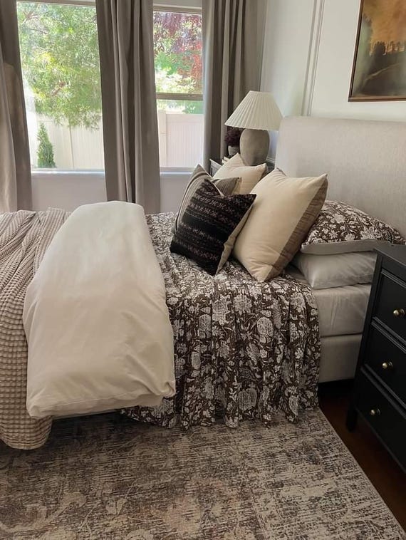 Chocolate Dark Brown Kantha Quilt  All Size Quilt Twin Size Quilt, Queen Size & King Size handmade Cotton kantha quilt