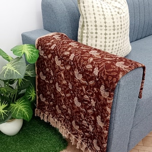 Handmade Floral throw blanket Hand block printed throw Cotton throw blanket couch Sofa/Bed throw for Decor and bedroom Housewarming gift.