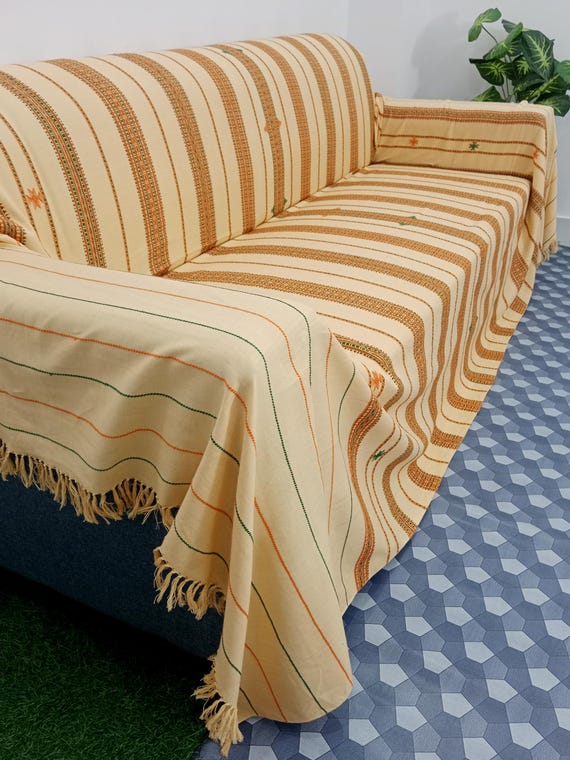 Hand block Soft Cotton Throw Blanket Sofa Décor Room Décor Tassels Hand Loomed Handmade Cotton Bedsheets Sofa Throw, Housewarming Blankets