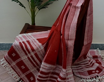 Handmade Bhujodi Wool Throw Blanket | Indian Handwoven Accent with Pompoms