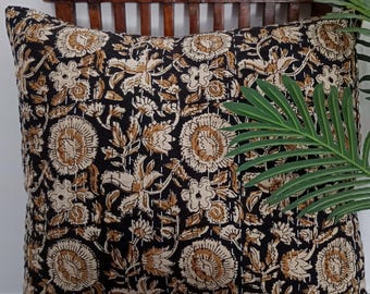 Handmade Kantha Work Hand stitched Pillow Covers Cushion Covers Customize Size Pillows Shames Pillows Hand block Print kantha Quilts