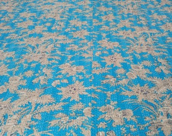HandBlock Print Bedding Floral Kantha Quilt Handmade Cotton Kantha Quilt Block Print Light Weight Full Size Bedding Bedspread