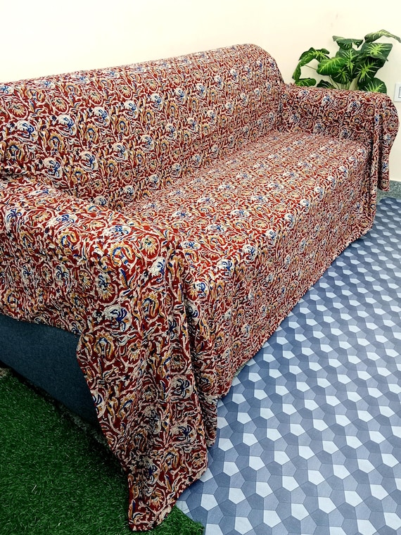 Flowers Print Floral Kantha Quilt Handmade Cotton Kantha Quilt HandBlock Print Bedding Bedspreads Block Print Light Weight Full Size Quilt