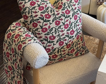 Handmade Throw Handblock print Throw Cotton Throw Blanket Tassels Hand Loomed Super Soft Block Print Cotton Sofa Throw Sofa Decor.