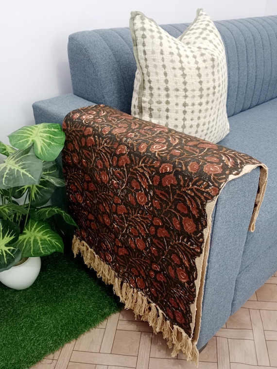 Handmade Bohemian Cotton Throw Blanket, Boho home decor, Soft Cotton Throw Blanket, King/Queen Woven bedding for bedroom Housewarming gift