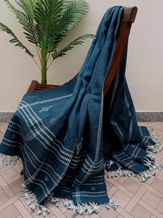Handwoven Bhujodi Wool Throw Blanket | Soft and Cozy Wool Throw for Sofa, Bed, or Home Decor Accent