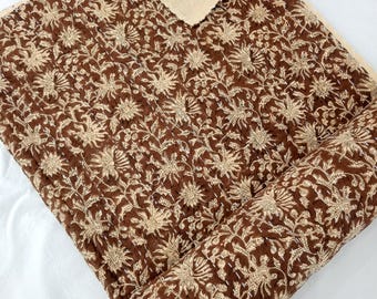 Indian Kantha Quilt Bedspread Bedding Blanket Doona Duvet Pure Cotton King Size Bedding Set Hand Block Print Coverlet Kantha Throw