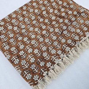 Handmade Cotton Blanket and Throws for Bedroom, Hand block Printed Throw Blanket, Floral Throw Blanket, Unique Holiday Gift for Mom.