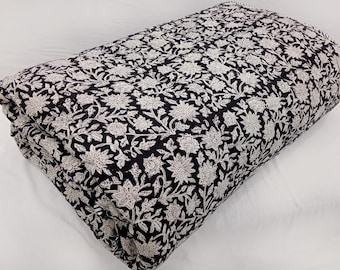 Batting Quilt Handmade Kantha Floral Cotton Quilt  Reversible Quilt Soft CottonBlock Print Indian Cotton Quilt Indian Winter exclusive Quilt