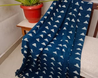 Handmade Premium Sofa Décor Room, Décor Throw Hand block print Throw Cotton Throw Blanket Tassels Hand Loomed Block Print Cotton Sofa Throw.