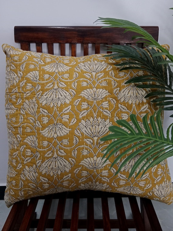 Handmade Kantha Work Hand stitched Pillow Covers Cushion Covers Customize Size Pillows Shames Pillows Hand block Print