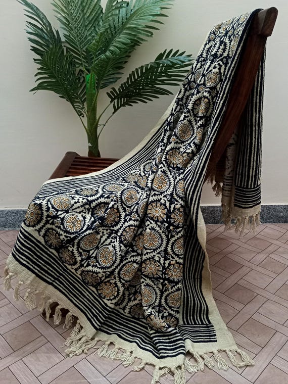 Handmade Floral throw blanket Hand block printed throw Cotton throw blanket couch Sofa/bed throw for decor and bedroom Housewarming gift.