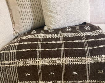 Indian Handmade Heavy Work Brown Wool Throw Blanket | Bhujodi Blanket | Wool Blanket in Handwoven Wool Throw Blanket Cottage Living Room