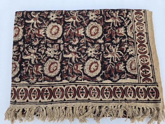 Premium vintage inspired throw Handmade Throw, Floral Print Cotton Blanket, Decorative Throw with Tassels, Hand Loomed Room Decor.