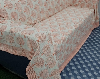 Floral Kantha Quilt Handmade Cotton Kantha Quilt HandBlock Print Bedding Block Print Light Weight Full Size Bedding Bedspread