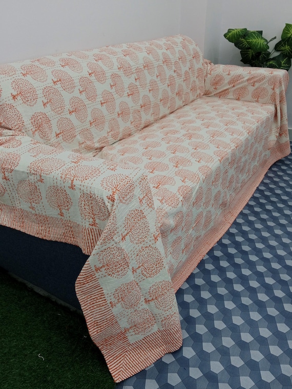 Floral Kantha Quilt Handmade Cotton Kantha Quilt HandBlock Print Bedding Block Print Light Weight Full Size Bedding Bedspread