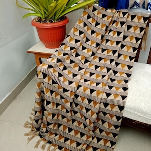 Handmade Cotton Blanket and Throws for Bedroom, Hand Block Printed Throw Blanket, Floral Throw Blanket, Unique Holiday Gift for Mom.