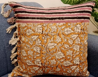 Handmade Floral Handblock Print Pillow Cover | Indian Decor