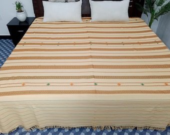 Hand block Soft Cotton Throw Blanket Sofa Décor Room Décor Tassels Hand Loomed Handmade Cotton Bedsheets Sofa Throw, Housewarming Blankets