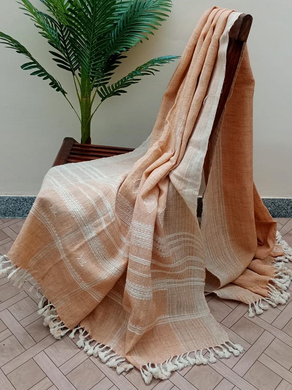 Indian Handmade Wool Throw Blanket | Bhujodi Blanket | Wool Blanket in Handwoven Wool Throw Blanket Cottage Living Room Décor