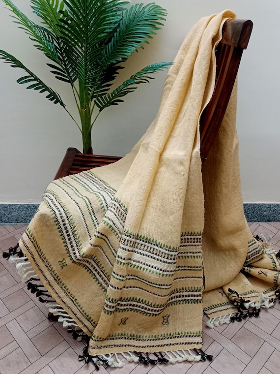 Handmade Bhujodi Wool Throw Blanket | Indian Wool Throw | Vintage Accent Blanket for Living Room, Bedroom, or Cozy Home Spaces