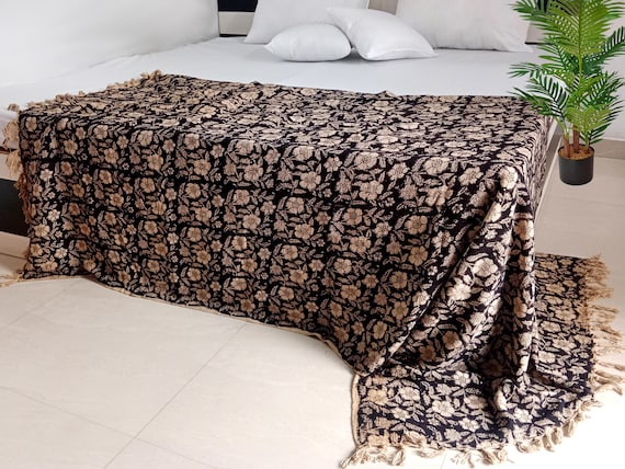 Handmade Bohemian Cotton Throw Blanket, Boho home decor, Soft Cotton Throw Blanket, King/Queen Woven bedding for bedroom Housewarming gift
