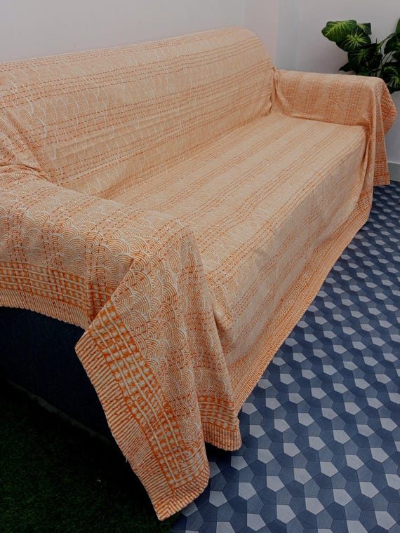 Floral Kantha Quilt Handmade Cotton Kantha Quilt HandBlock Print Bedding Block Print Light Weight Full Size Bedding Bedspread