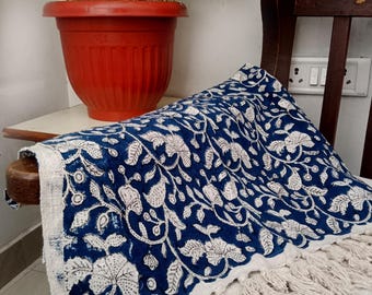 Handmade Throw Handblock print Throw Cotton Throw Blanket Tassels Hand Loomed Super Soft Block Print Cotton Sofa Throw Sofa Decor.