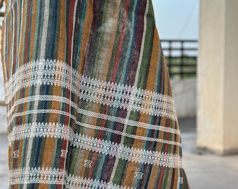 Handmade Bhujodi Wool Throw Blanket | Indian Wool Throw for Sofa or Bed | Cozy Vintage Handwoven Accent for Cottage or Rustic Home Decor