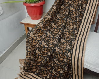 Bohemian Cotton Throw Handmade Blanket with Handblock Print, Boho Tassels & Vintage Design for Sofa, Couch Stylish Home Décor in Cozy