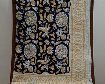 Exclusive Cotton Throw Handmade Blanket with Handblock Print, Boho Tassels & Vintage Design for Sofa, Couch Stylish Home Decor in CozyCotton