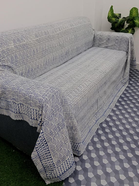 Floral Kantha Quilt Handmade Cotton Kantha Quilt HandBlock Print Bedding Block Print Light Weight Full Size Bedding Bedspread