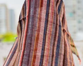 Handmade Bhujodi Wool Throw Blanket | Striped Indian Sofa Blanket