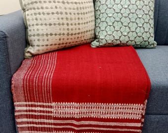 Indian Wool Bhujodi Throw Blanket | Handcrafted Wool Accent Throw for Bed or Sofa | Classic, Timeless Home Decor Piece for Cozy Interiors