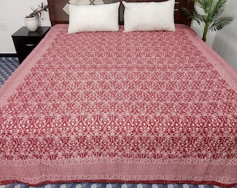 HandBlock Print Bedding Floral Kantha Quilt Handmade Cotton Kantha Quilt Block Print Light Weight Full Size Bedding Bedspread
