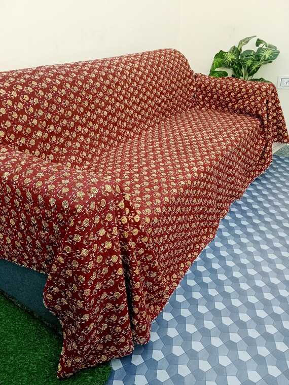 Floral Kantha Quilt Handmade Cotton Kantha Quilt HandBlock Print Bedding Bedspreads Block Print Floral Quilted Light Wight Full Size bedding