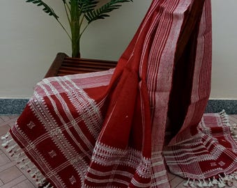 Handmade Bhujodi Wool Throw Blanket | Indian Woven Accent with Pompoms